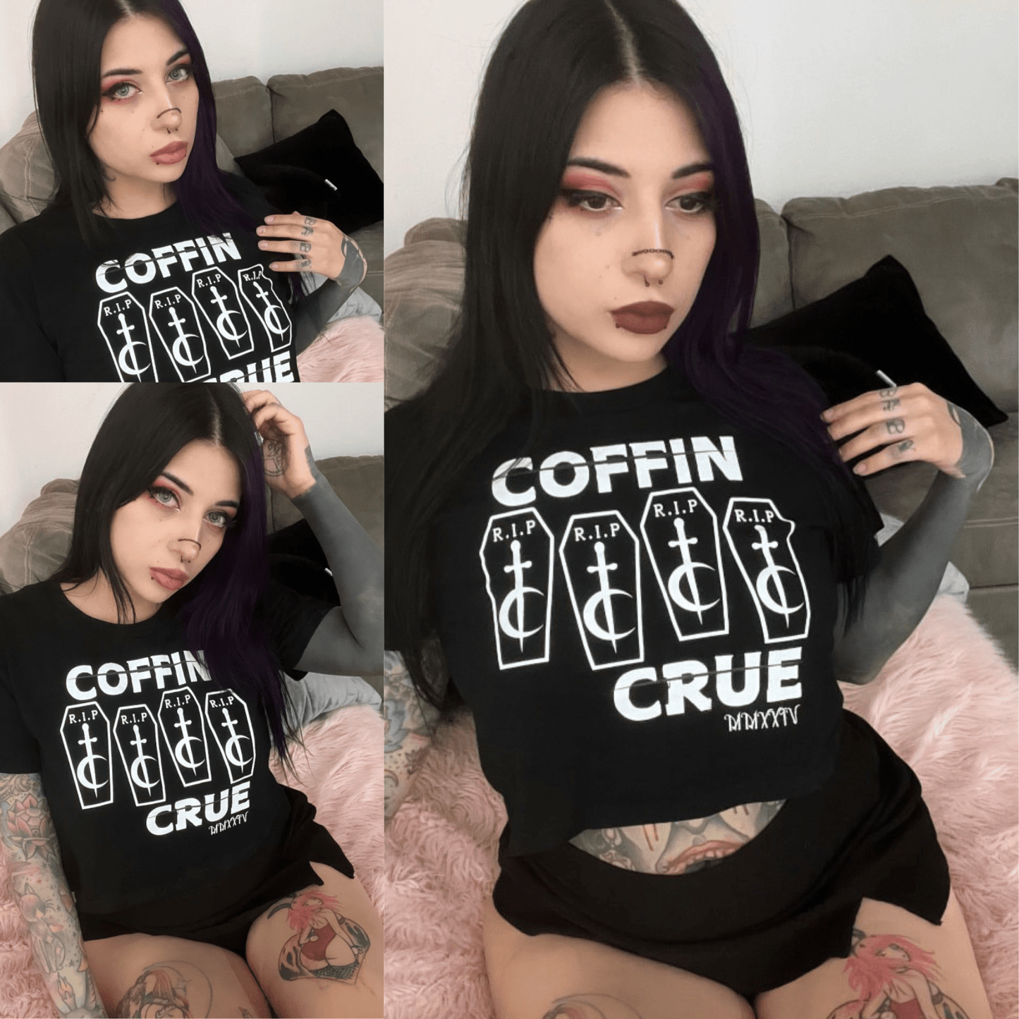 Coffin Crue Relaxed Fit Crop Top  RIP Tattoo Care   