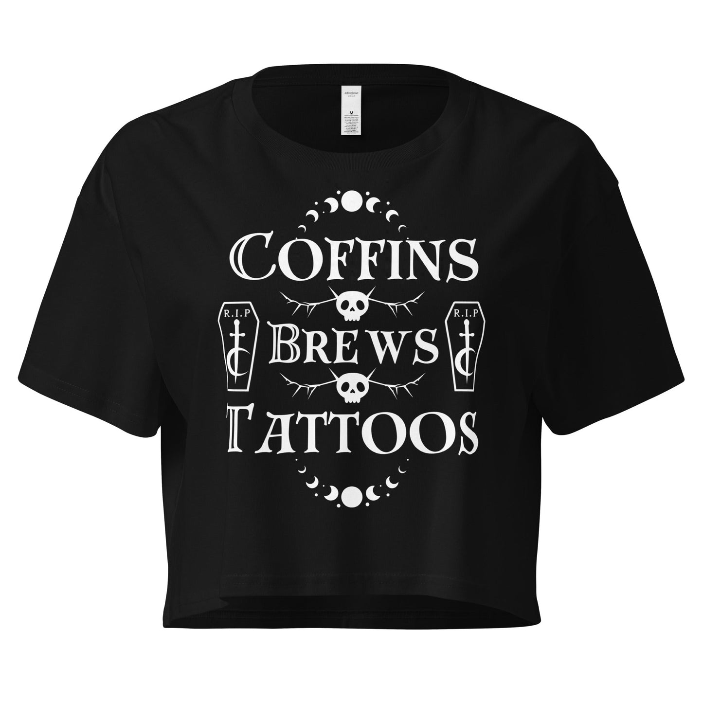 Coffins Brews Tattoos Women’s crop top  RIP Tattoo Care XS  