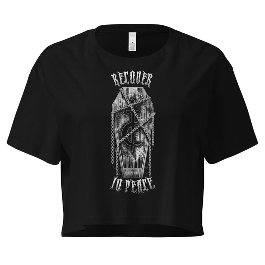 Engraved Coffin Relaxed Fit Crop Top  RIP Tattoo Care XS  