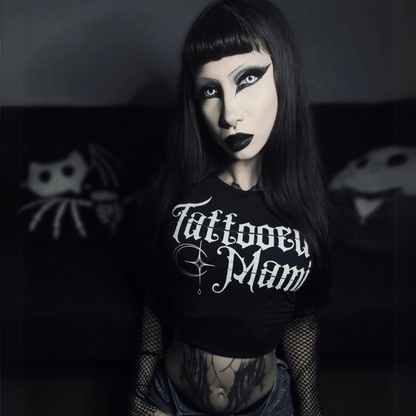 Tattooed Mami Crop Slim Fit Tee  RIP Tattoo Care   