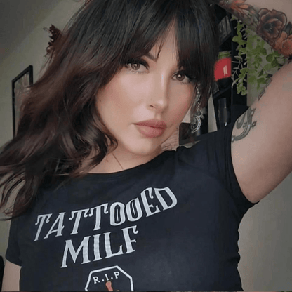 Tattooed Milf Crop Slim Fit Tee  RIP Tattoo Care   