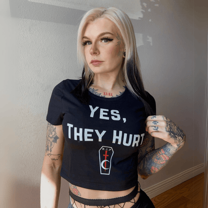 Yes, They Hurt Crop Slim Fit Tee  RIP Tattoo Care   